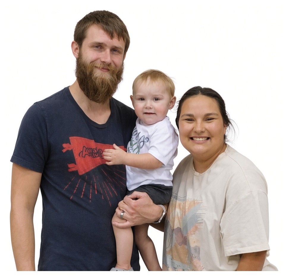 Jake Fluke with his wife, Elizabeth, and their son, Jonah